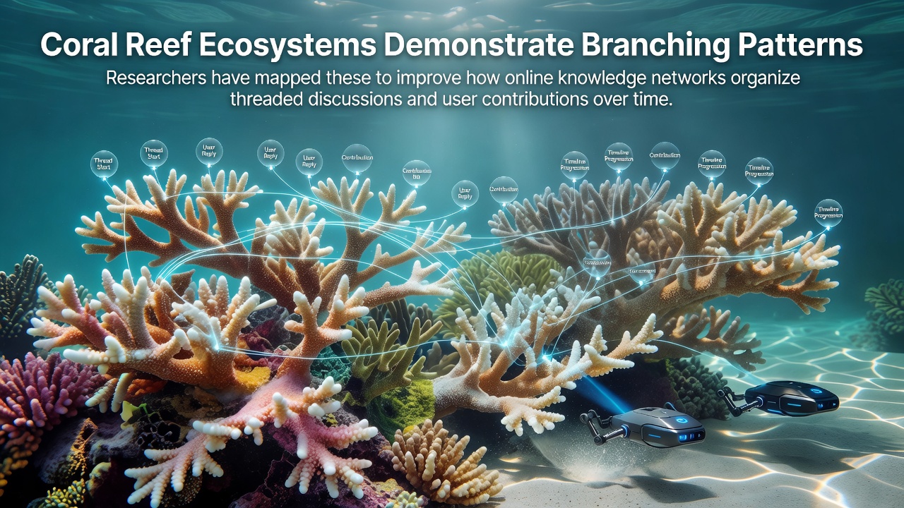 Coral Reef Branching Patterns Guide Improvements in Online Knowledge Network Structures