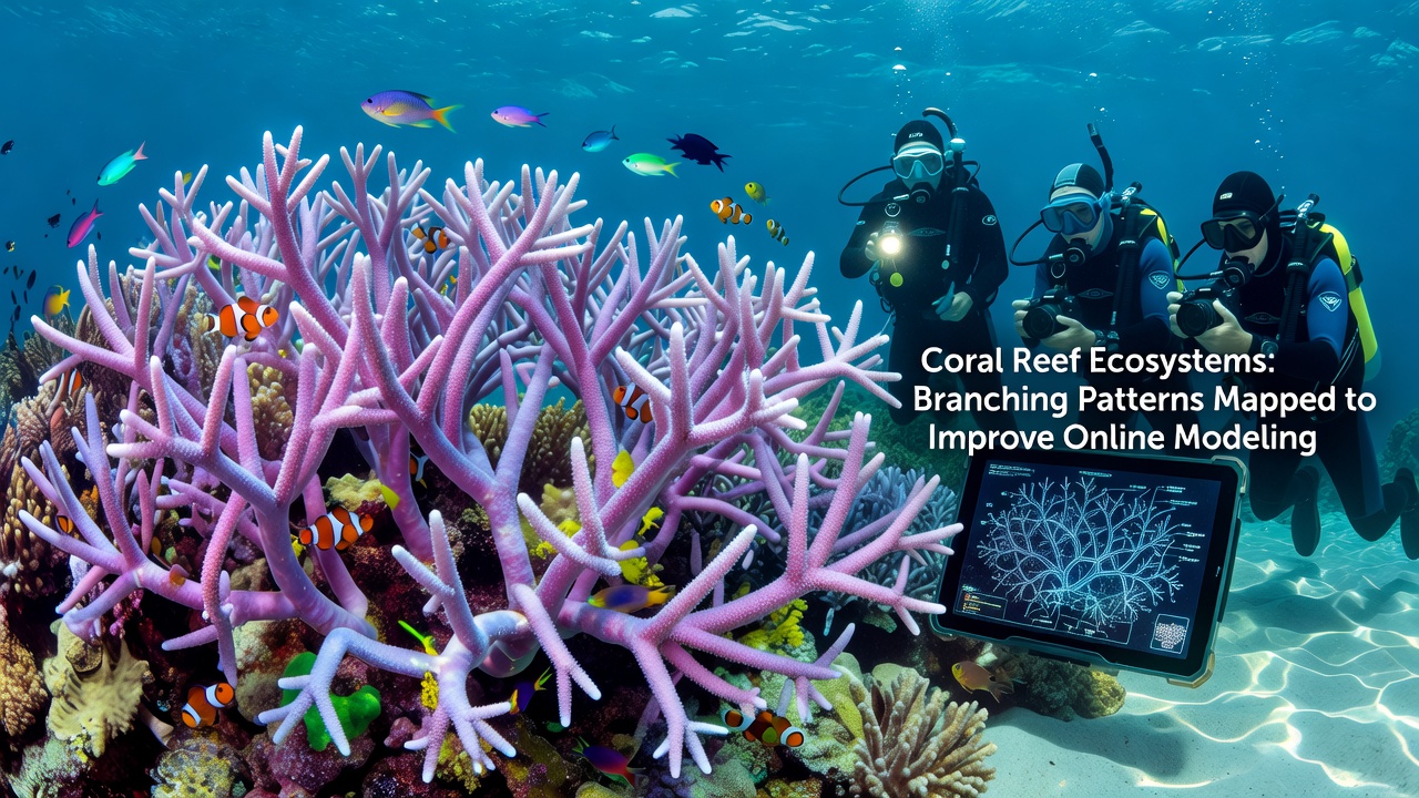 Three-dimensional model of coral branching overlaid with network graph visualization