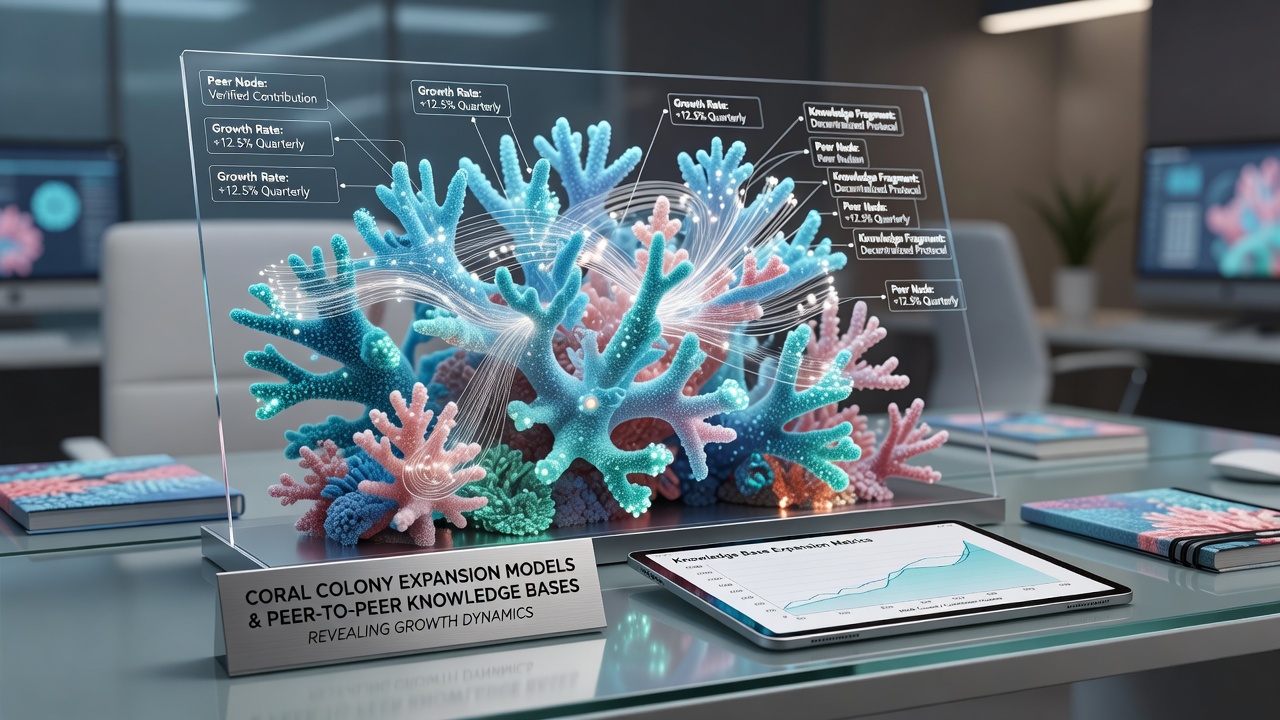 How Coral Colony Expansion Models Reveal Growth Dynamics in Peer-to-Peer Knowledge Bases