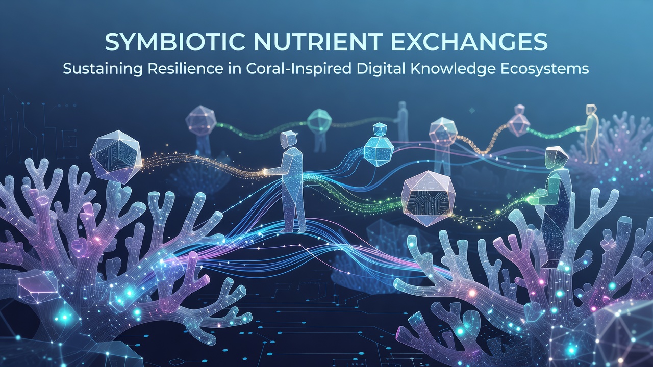 Symbiotic Nutrient Exchanges Between Contributors Sustaining Resilience in Coral-Inspired Digital Knowledge Ecosystems